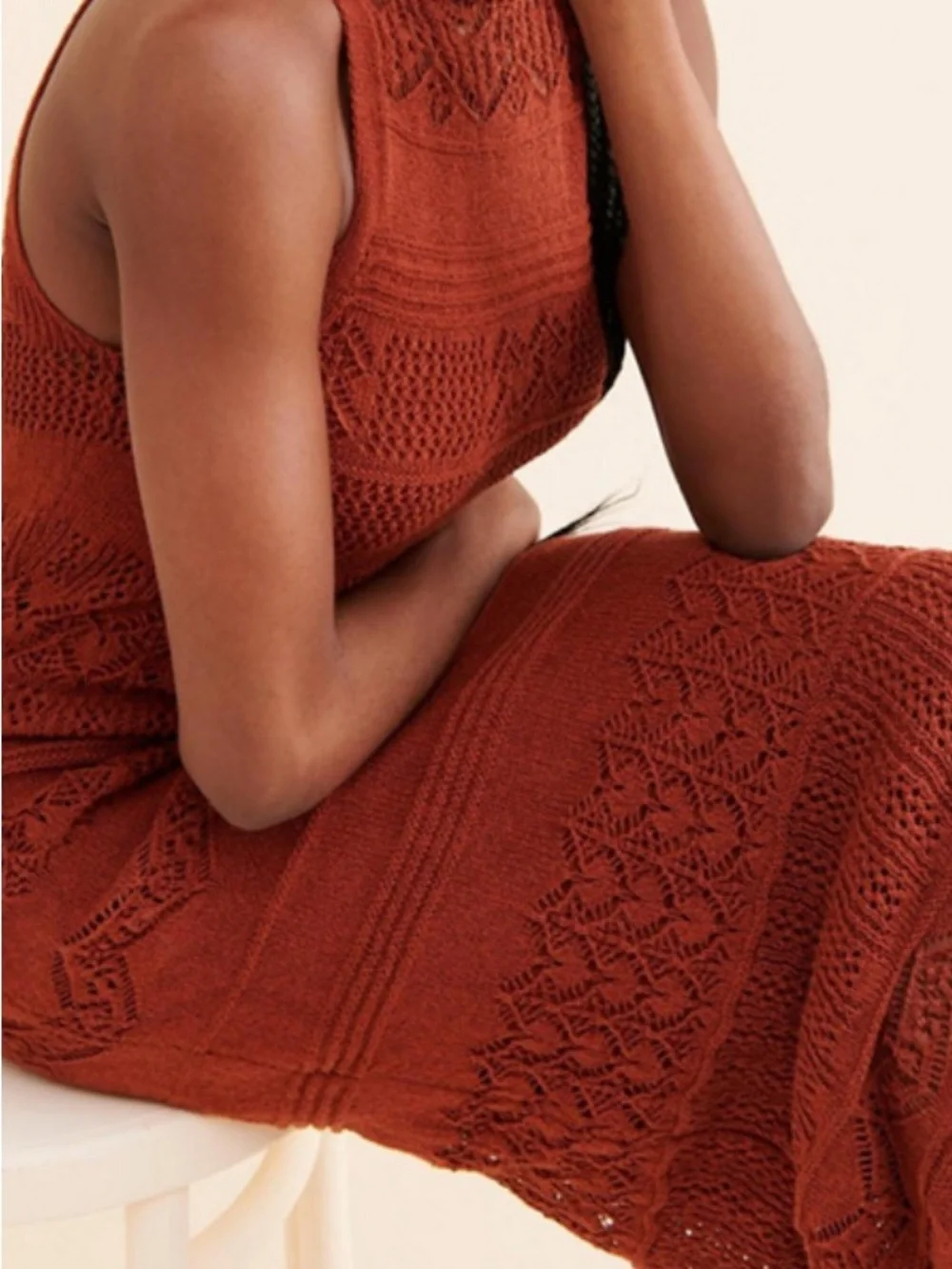 Anthropologie Crochet Knit Maxi Dress in Rust NWOT XL - Picture 5 of 9